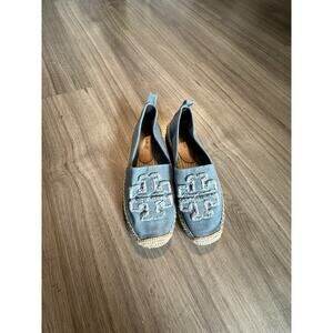 Tory Burch Double T Denim Espadrille/US 7.5 PREOWNED